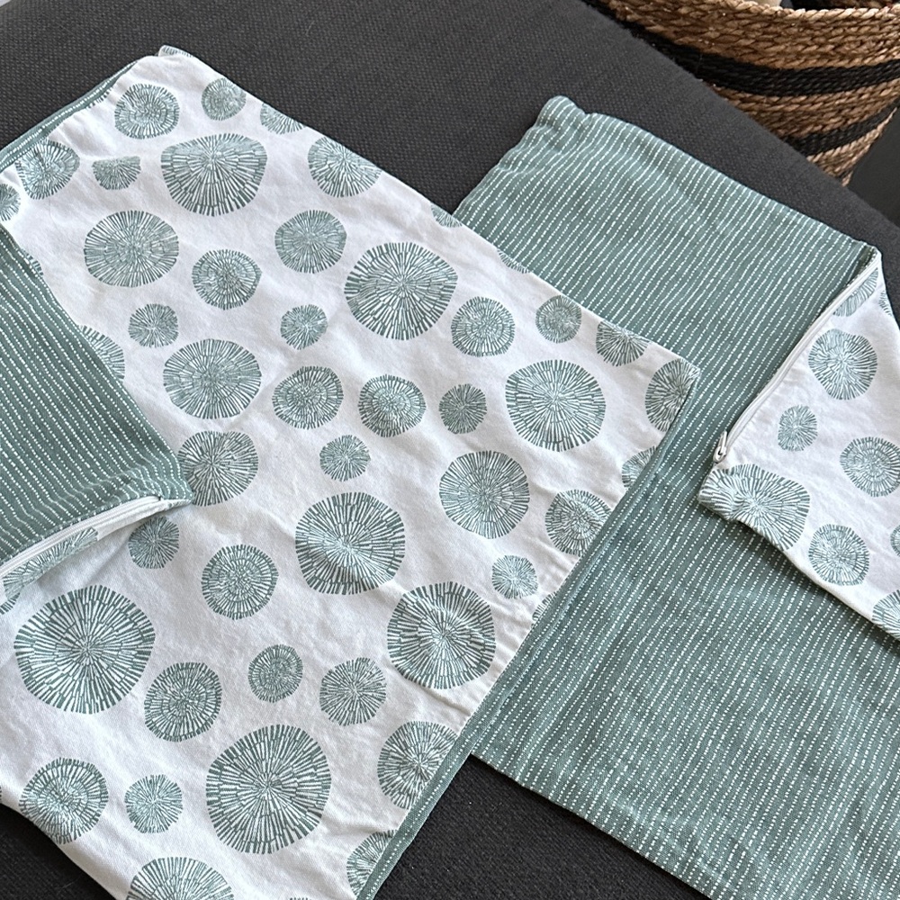 Green and White Patterned Textiles - Picture 2 of 2